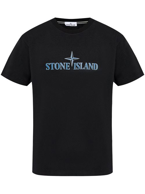 T-shirt nera con logo Stone Island | 81152NS80V0029